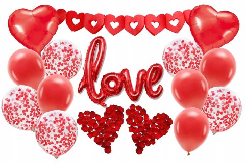 Balony serca płatki róż balon LOVE na Walentynki Balony serca płatki róż balon LOVE na Walentynki