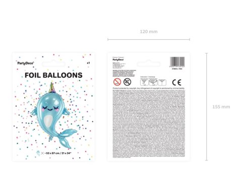 Balon foliowy Narwal, 53x87cm, mix Balon foliowy Narwal, 53x87cm, mix