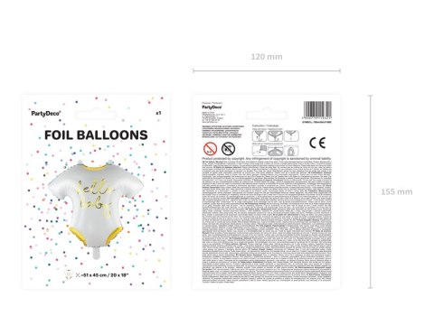 Balon foliowy Śpioszki - Hello Baby, 51x45cm, biały Balon foliowy Śpioszki - Hello Baby, 51x45cm, biały