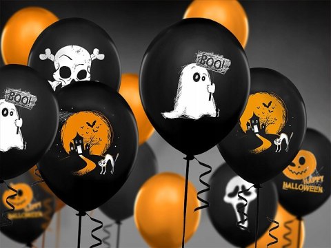 Balony czarne pomarańczowe na Halloween 25cm 20szt Balony czarne pomarańczowe na Halloween 25cm 20szt