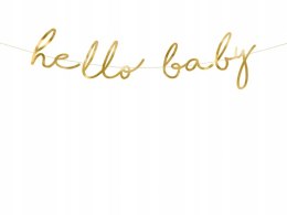 Baner HELLO BABY złoty lustrzany napis Baby Shower
