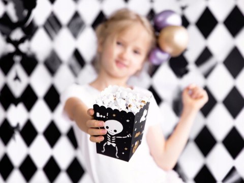 Pudełka na popcorn słodycze BOO czarne Halloween 6 Pudełka na popcorn słodycze BOO czarne Halloween 6