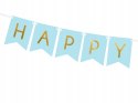Baner HAPPY BIRTHDAY niebieski na urodziny roczek Baner HAPPY BIRTHDAY niebieski na urodziny roczek