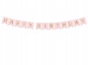 Baner HAPPY BIRTHDAY różowy ozdoby urodziny roczek Baner HAPPY BIRTHDAY różowy ozdoby urodziny roczek