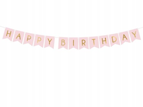 Baner HAPPY BIRTHDAY różowy ozdoby urodziny roczek Baner HAPPY BIRTHDAY różowy ozdoby urodziny roczek