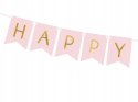 Baner HAPPY BIRTHDAY różowy ozdoby urodziny roczek Baner HAPPY BIRTHDAY różowy ozdoby urodziny roczek