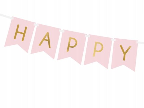 Baner HAPPY BIRTHDAY różowy ozdoby urodziny roczek Baner HAPPY BIRTHDAY różowy ozdoby urodziny roczek