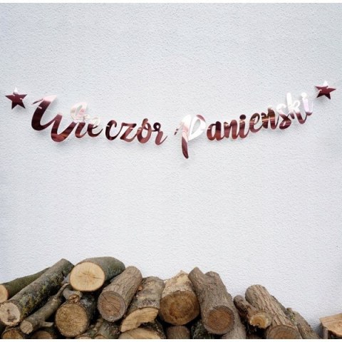Baner na Wieczór Panieński różowe złoto lustrzany Baner na Wieczór Panieński różowe złoto lustrzany