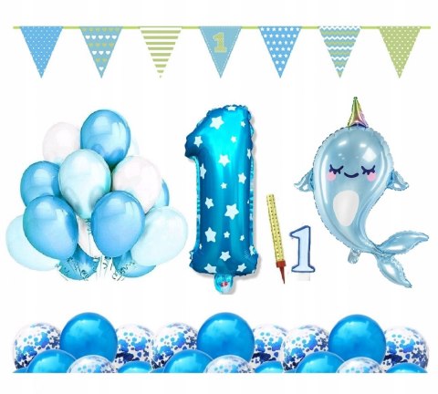 ZESTAW balony świeczka ozdoby na 1 urodziny ROCZEK ZESTAW balony świeczka ozdoby na 1 urodziny ROCZEK