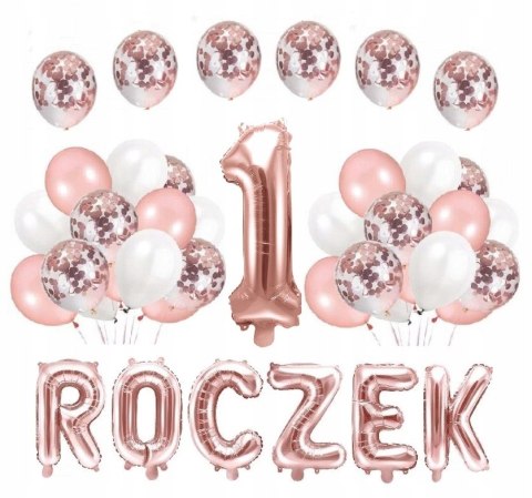 ZESTAW balony świeczka ozdoby na 1 urodziny ROCZEK ZESTAW balony świeczka ozdoby na 1 urodziny ROCZEK