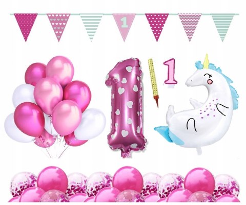 ZESTAW balony świeczka ozdoby na 1 urodziny ROCZEK ZESTAW balony świeczka ozdoby na 1 urodziny ROCZEK