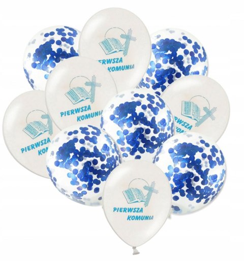 Balony dekoracje komunijne na I Komunię z konfetti Balony dekoracje komunijne na I Komunię z konfetti