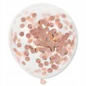 Balony z konfetti dekoracje na roczek różowe złoto