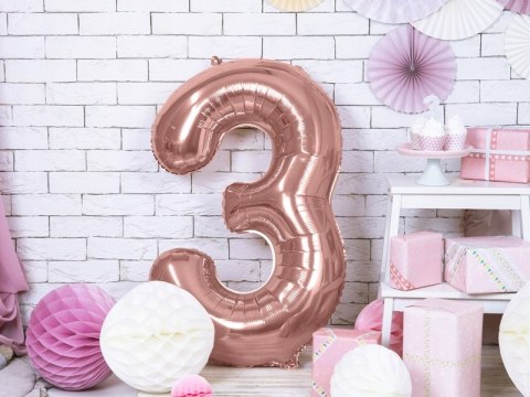 Zestaw balonów cyfra 3 trzecie urodziny rosegold Zestaw balonów cyfra 3 trzecie urodziny rosegold