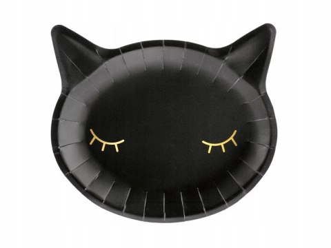 Talerzyki CZARNY KOTEK kot Halloween dla dzieci x6 Talerzyki CZARNY KOTEK kot Halloween dla dzieci x6