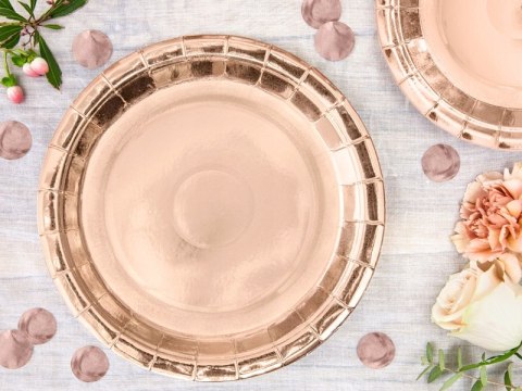 Talerzyki różowe złoto panieński urodziny DUŻE x6 Talerzyki różowe złoto panieński urodziny DUŻE x6