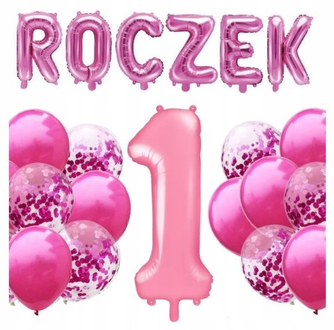 Balon różowa cyfra na roczek 1 urodziny hel 86cm Balon różowa cyfra na roczek 1 urodziny hel 86cm