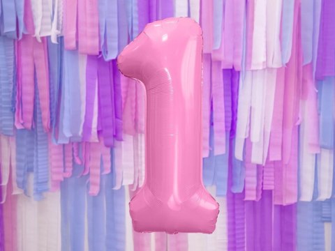 Balon różowa cyfra na roczek 1 urodziny hel 86cm Balon różowa cyfra na roczek 1 urodziny hel 86cm