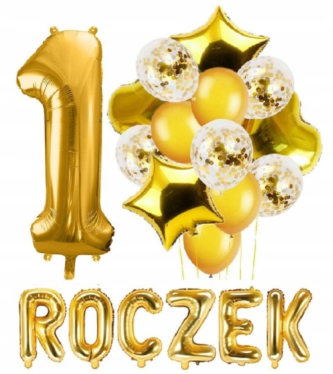 Balony girlanda napis z balonów ROCZEK złoty 35cm Balony girlanda napis z balonów ROCZEK złoty 35cm