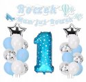 Balony z konfetti zestaw cyfra 1 na roczek różowe Balony z konfetti zestaw cyfra 1 na roczek różowe