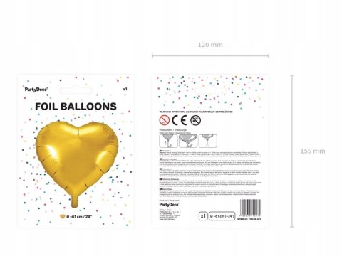 Balon na hel złote serce serduszko Gigant 61cm Balon na hel złote serce serduszko Gigant 61cm