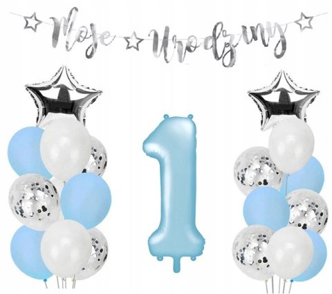 Balony z konfetti na roczek HEL pierwsze urodziny Balony z konfetti na roczek HEL pierwsze urodziny