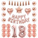 Zestaw dekoracji balony rose gold na 18 urodziny Zestaw dekoracji balony rose gold na 18 urodziny