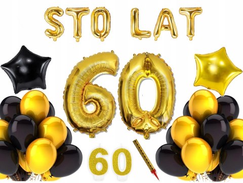 Balony cyfry świeczki napis STO LAT na 60 urodziny Balony cyfry świeczki napis STO LAT na 60 urodziny