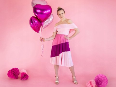 Balony z konfetti różowe na roczek panieński HEL Balony z konfetti różowe na roczek panieński HEL