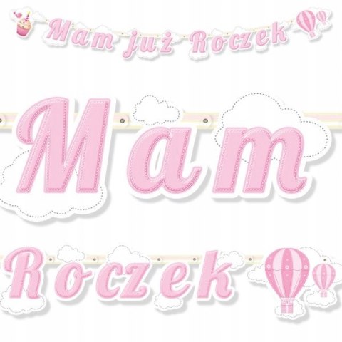 Baner girlanda napis dekoracja na MAM JUŻ ROCZEK Baner girlanda napis dekoracja na MAM JUŻ ROCZEK