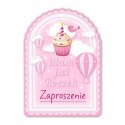 Zaproszenia na roczek 1 urodziny babeczka róż x10 Zaproszenia na roczek 1 urodziny babeczka róż x10