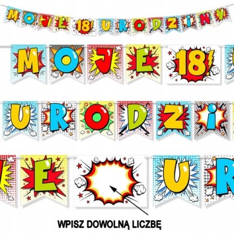 Girlanda urodzinowa baner na urodziny roczek 15wz Girlanda urodzinowa baner na urodziny roczek 15wz