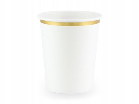 Kubeczki papierowe białe złote na komunię 260ml x6 Kubeczki papierowe białe złote na komunię 260ml x6