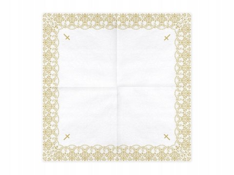 Serwetki na komunię białe srebrne ornament x20 2wz Serwetki na komunię białe srebrne ornament x20 2wz