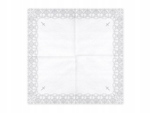 Serwetki na komunię białe srebrne ornament x20 2wz Serwetki na komunię białe srebrne ornament x20 2wz
