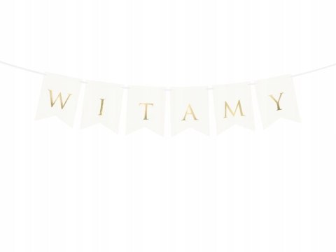 Napis WITAMY biały baner na Wesele Ślub Komunię Napis WITAMY biały baner na Wesele Ślub Komunię