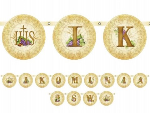 Girlanda I KOMUNIA ŚW. dekoracja na komunię 2m KM Girlanda I KOMUNIA ŚW. dekoracja na komunię 2m KM