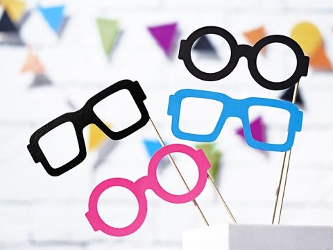 Okulary na patyku gadżety do zdjęć fotobudki SB x4 Okulary na patyku gadżety do zdjęć fotobudki SB x4