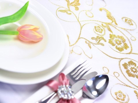 Organza z nadrukiem dekoracja stołu na Komunię 5wz Organza z nadrukiem dekoracja stołu na Komunię 5wz