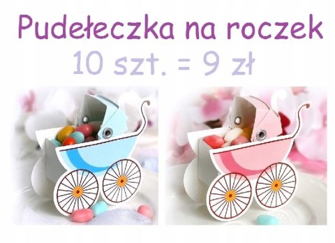 Pudełeczka wózeczki prezenciki dla gości na ROCZEK Pudełeczka wózeczki prezenciki dla gości na ROCZEK