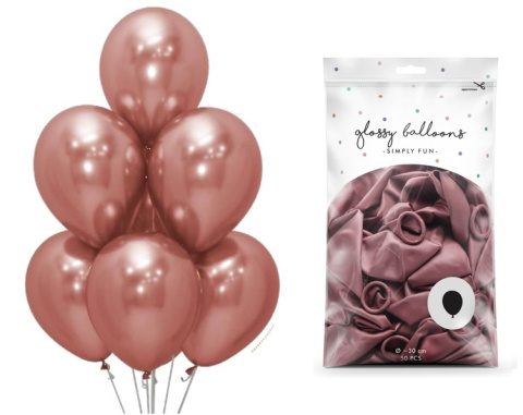 Balony Glossy 30cm, różowe złoto, 50 sztuk Balony Glossy 30cm, różowe złoto, 50 sztuk