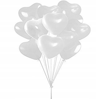 Balony na Walentynki białe serce 25 cm 100 szt Balony na Walentynki białe serce 25 cm 100 szt