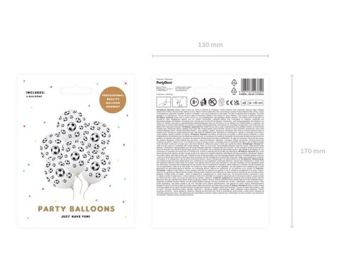 Balony 30cm, Piłki nożne, Pastel P. White (1 op. / 6 szt.) Balony 30cm, Piłki nożne, Pastel P. White (1 op. / 6 szt.)