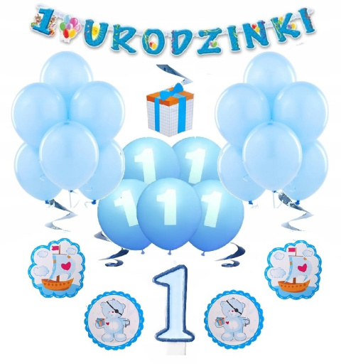 Zestaw urodzinowy dekoracje na roczek 1 urodziny Zestaw urodzinowy dekoracje na roczek 1 urodziny
