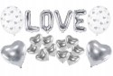 Balony serca srebrny napis LOVE na Walentynki Ślub Balony serca srebrny napis LOVE na Walentynki Ślub