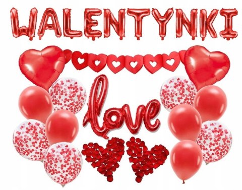 Zestaw girlanda balony serca baner na Walentynki Zestaw girlanda balony serca baner na Walentynki