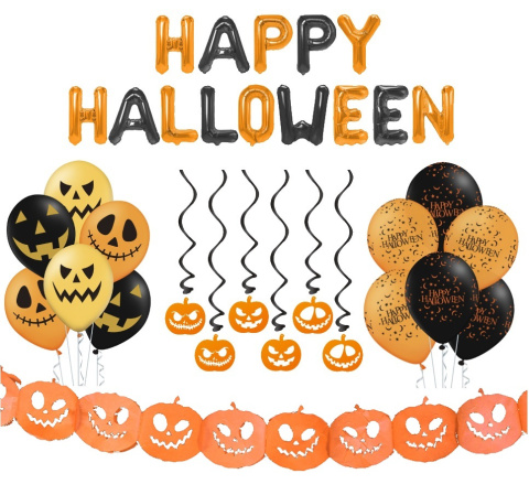 Balony girlanda dynia baner na Halloween ZESTAW XL Balony girlanda dynia baner na Halloween ZESTAW XL