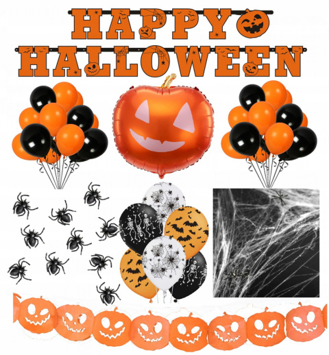 Zestaw dekoracje ozdoby balony sieć na Halloween Zestaw dekoracje ozdoby balony sieć na Halloween