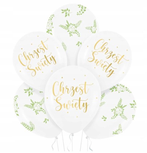 Balony na Chrzest Święty dekoracje ozdoby złote x6